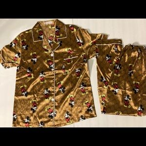 Brown Pajamas set Short sleeve collared shirt and pants